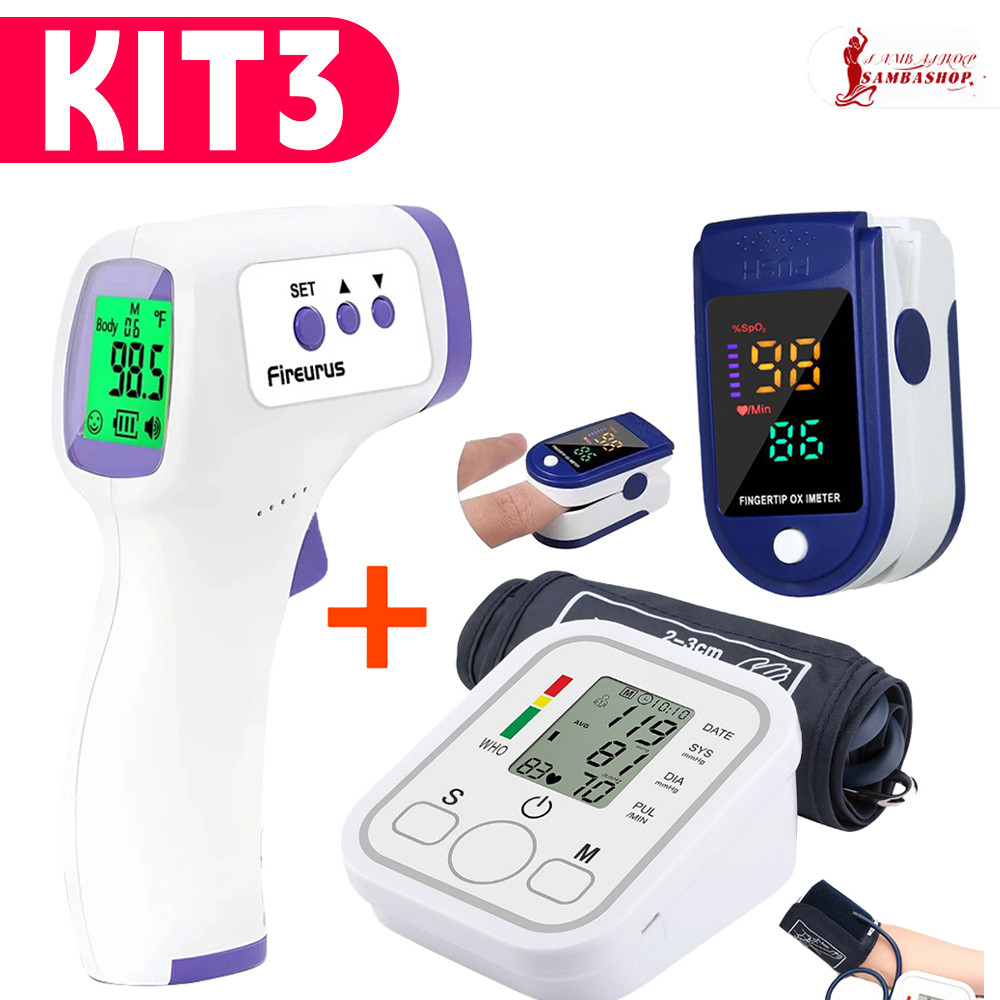 Kit de Saúde Completo: Monitor de Pressão, Termômetro Digital e Oxímetro de Dedo