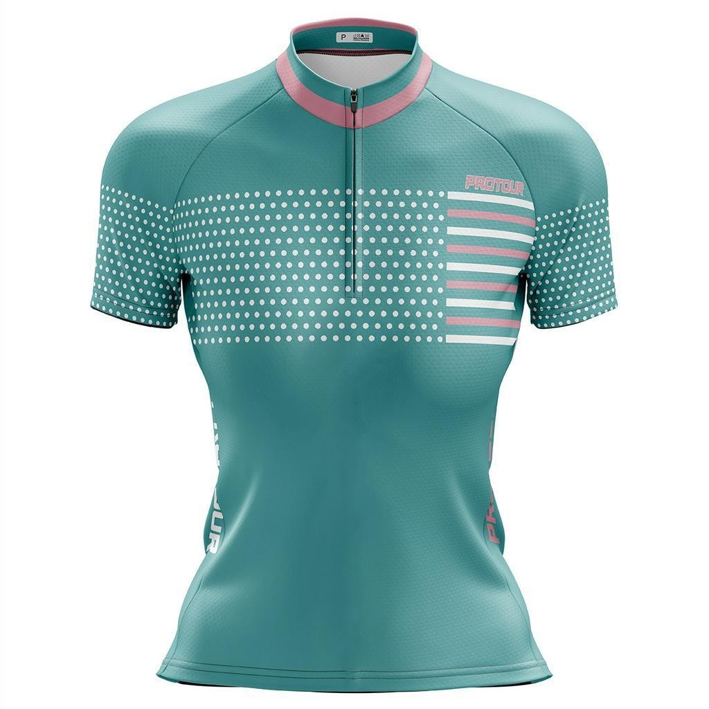 Camisa Ciclismo Feminina Dry Fit com Proteção UV Bike MTB Speed Pro Tour Speed Plots