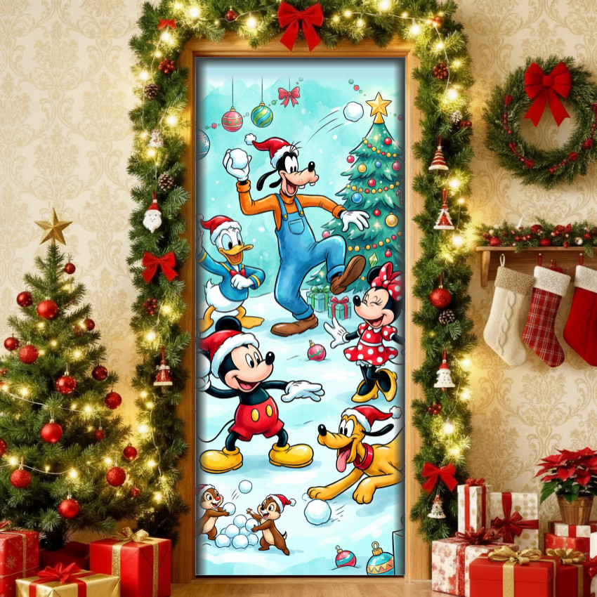 Capa para Porta Mickey Natalino | Turma Disney de Natal | Tecido Premium | Frete Grátis | Vários Modelos