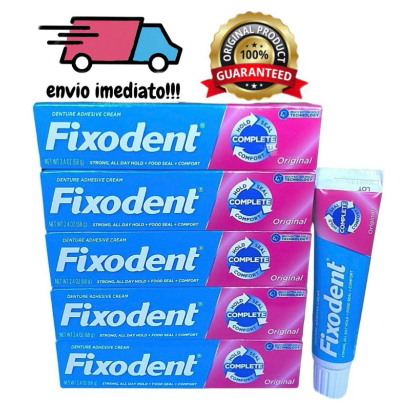 kit de 5 Fixodent Original 68g（5 turbo） 100% Original Fixador De Prótese Em Gel Sem Glúten