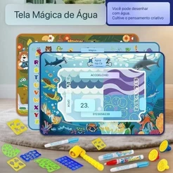 Tapete de Água Mágico Brinquedo Educativo para Criatividade Reutilizável com Canetas Presente