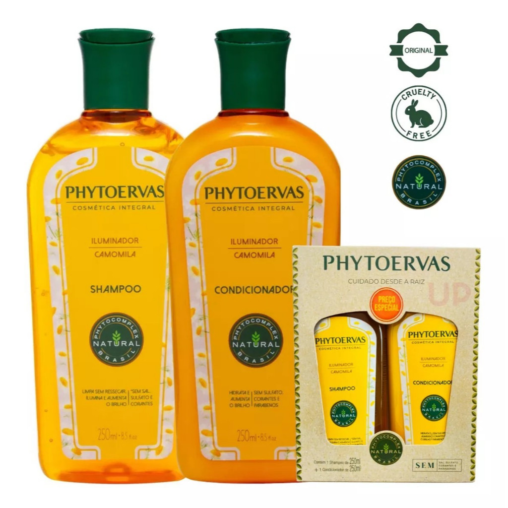 Kit Phytoervas Shampoo + Condicionador Clareador Cabelos Camomila Hidratante 250ml em Oferta na Shopee