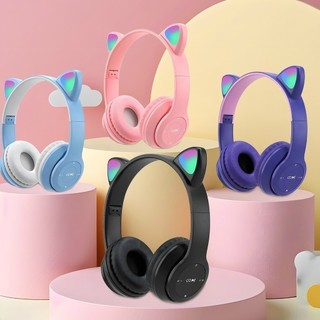 Fones de ouvido de gato com LED sem fio Bluetooth para gatinhos jorge
