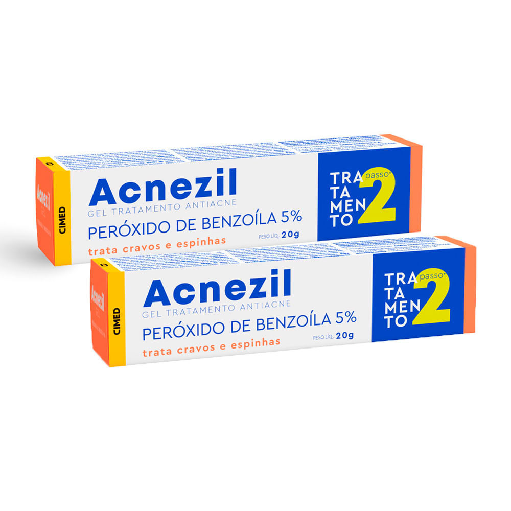 Kit 2 Acnezil Gel Tratamento Antiacne com Peróxido Benzoila 20g em Oferta na Shopee