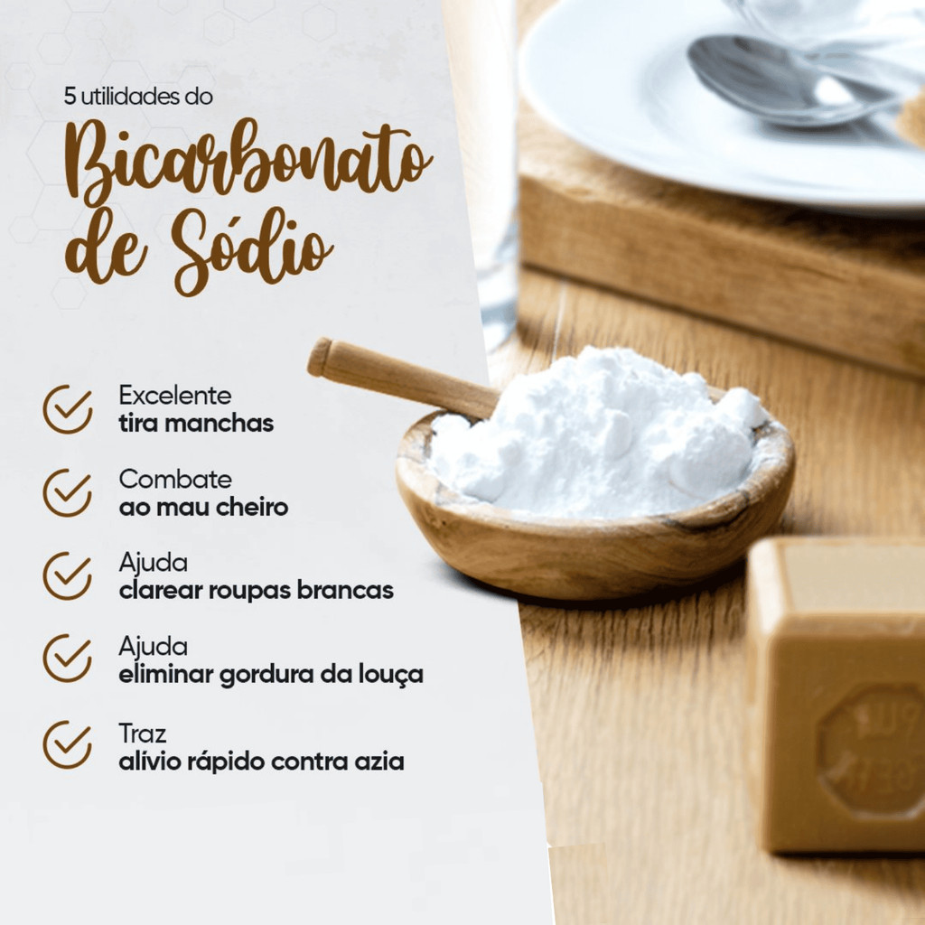 Bicarbonato de Sodio Premium 100% Puro 1kg Multiuso Extra Fino Clareador Original Tira Manchas Limpeza Geral — imagem 2 de 2