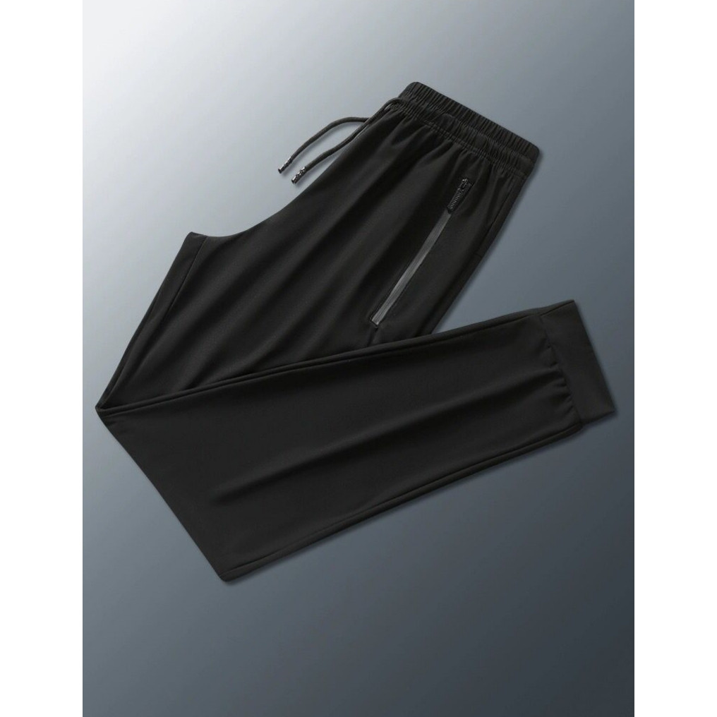 Calça Jogger Preta Masculina Dry Fit Com Fitas Esportivas