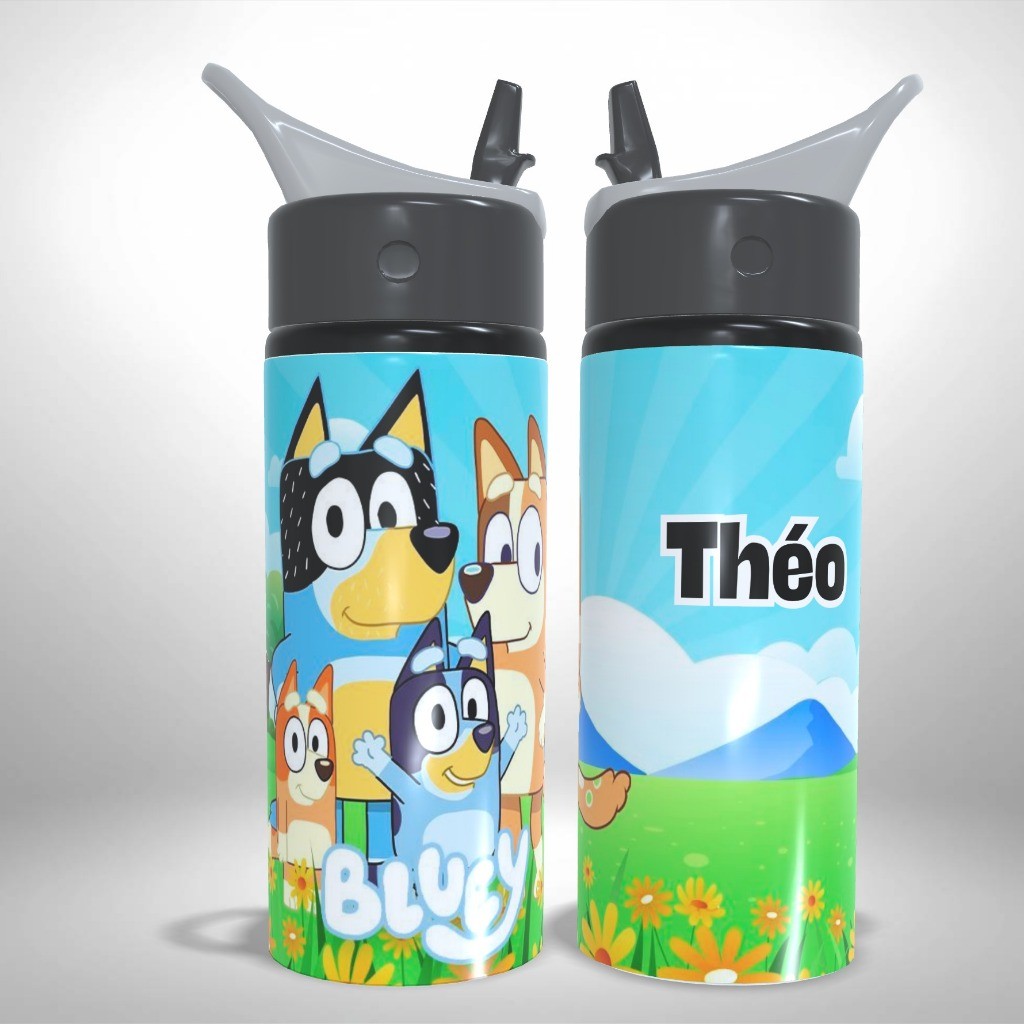 Garrafa de Água Squeeze   Alumínio Personalizado - Bluey - Desenho - Infantil Escolar