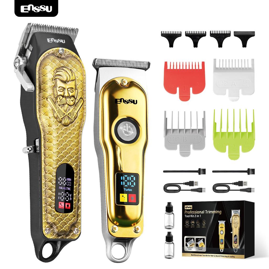 Barbeador Elétrico Recarregável para Homens com Display LCD, Kit Profissional para Barbear e Corte de Cabelo em Oferta na Shopee