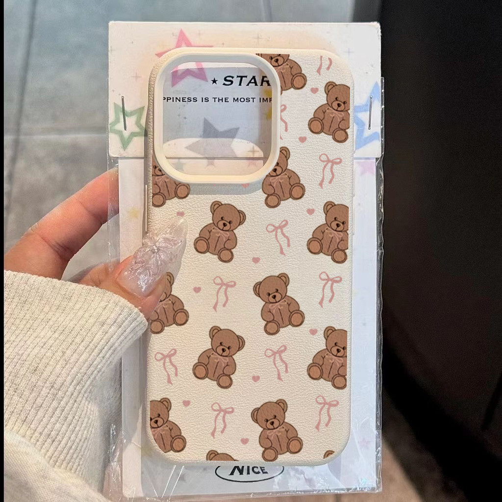 Adorável Urso De Pelúcia Padrão Lichia Design Caso De Telefone Para IPhone 16 17 15 14 13 12 11 Pro Max Plus 16E XS Capa em Oferta na Shopee