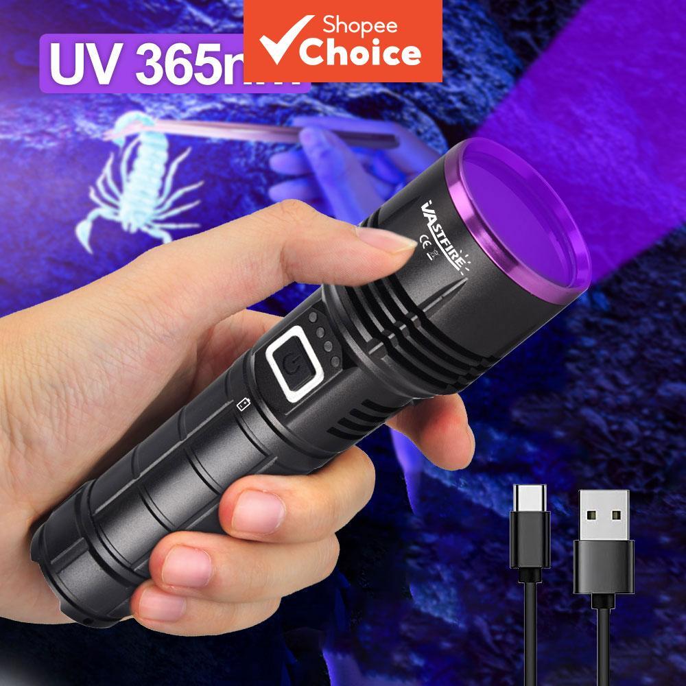 Super Tocha UV 30W Ultra Violeta 365NM Lanterna LED Luz Negra, Recarregável USB Bateria 26650