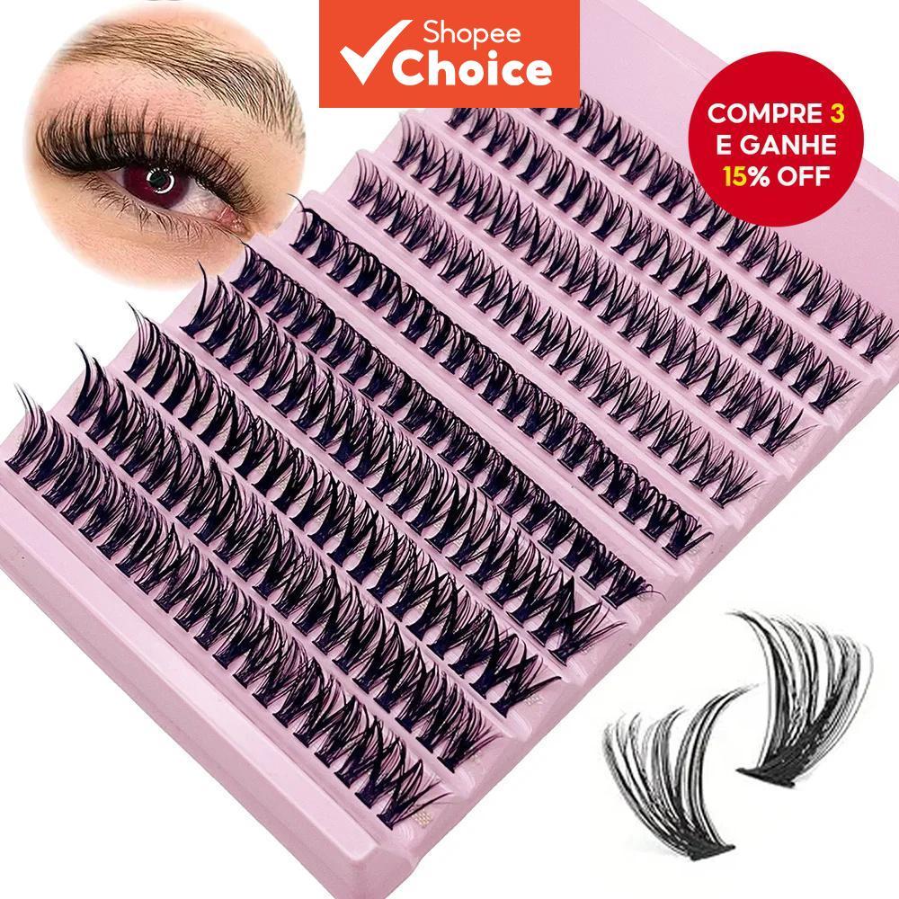 Extensão De Cílios Postiços Únicos 200 Clusters , Aparência Natural De Curvatura D , Comprimentos Mistos De 8-12 Mm , Su