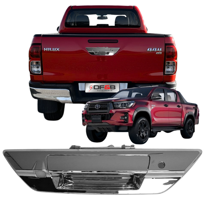 Maçaneta Traseira Cromada Hilux 2016 a 2024 com Furo para Câmera e Chave