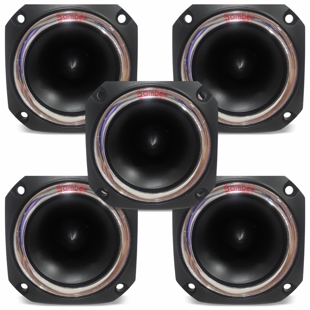Kit 5 Alto Falantes Compacto Tweeters Bomber PST 001 150 Watts RMS 8 Ohms