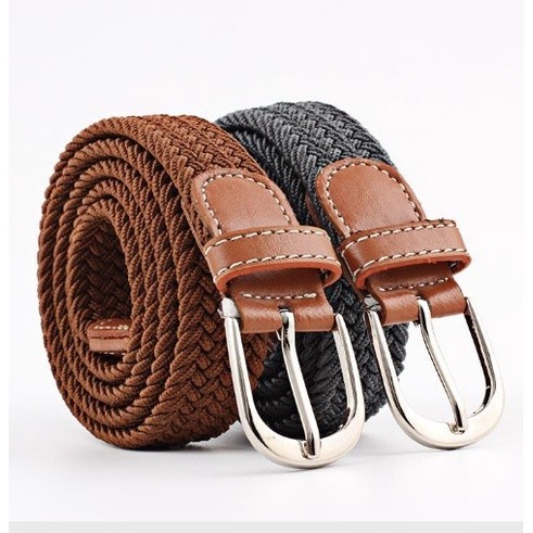 Cinto Masculino Tecido Trançado Elástico Ponteiras Em Couro em Oferta na Shopee