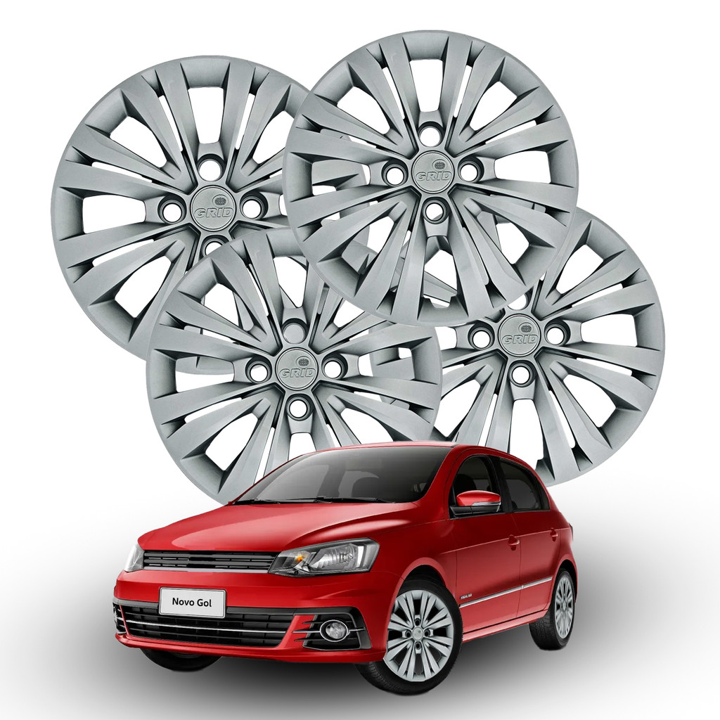 Kit 4 Calotas Gol G7 2017 a 2018 Prata Aro 14 Peça Grid 245CA-PTA-U 4 Furos em Oferta na Shopee