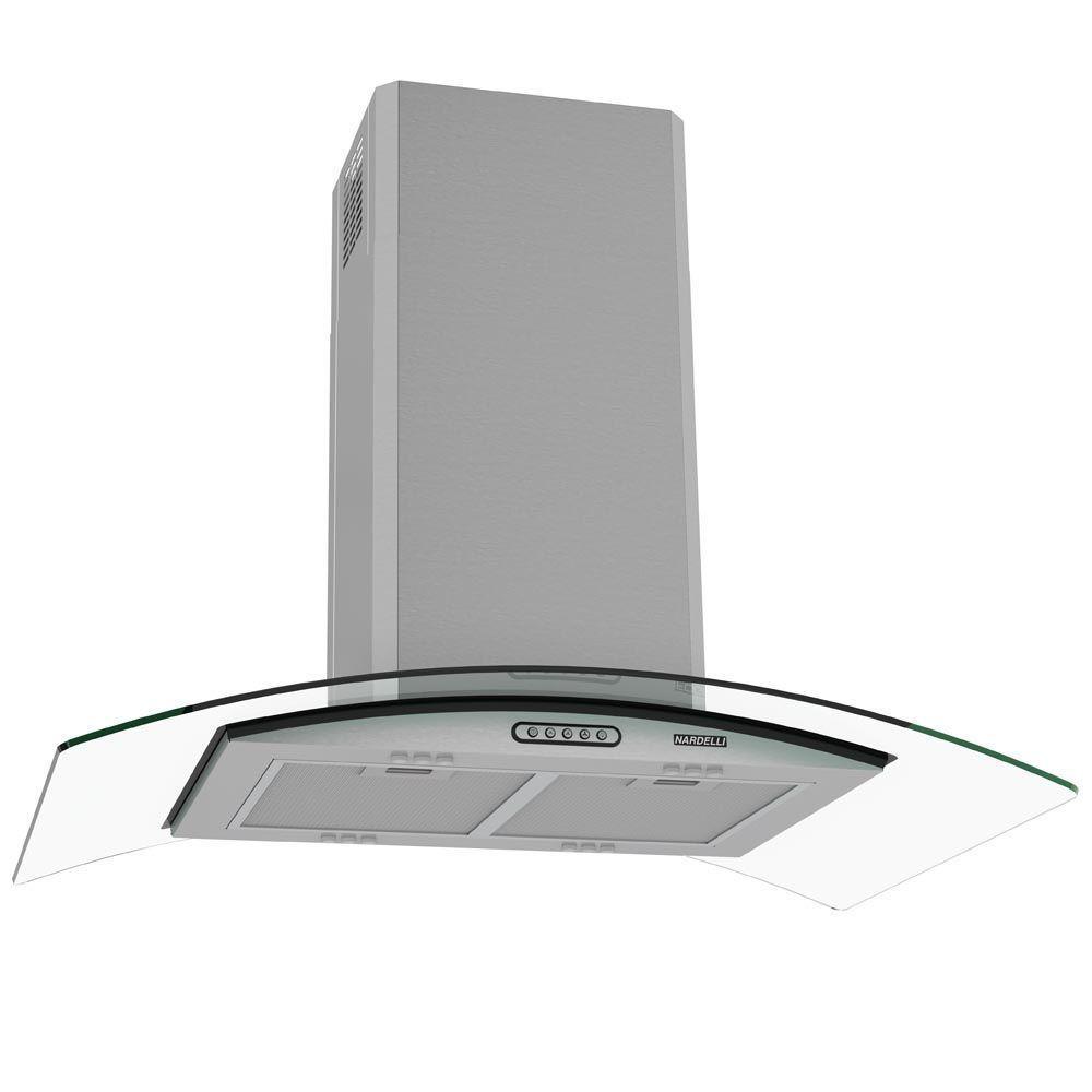 Coifa Ilha Nardelli CIVC Vidro Curvo 90 cm Inox 220V