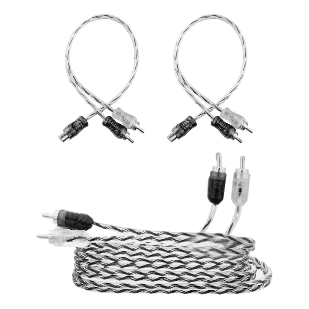 Kit Cabo RCA 5M+ 2Y Ouro Dupla Blindagem Adaptador Módulo Amplificador AV Instalação Som TV Projetor