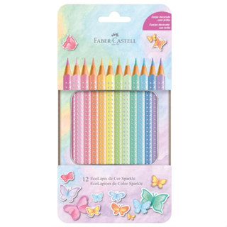 Lápis De Cor, Faber-Castell, Ecolápis Sparkle Estojo de Metal - 12 cores Pastel em Oferta na Shopee
