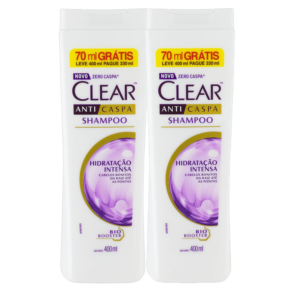 Kit 2 Shampoo Clear Hidratação Intensa Leve 400ml Pague 330ml em Oferta na Shopee
