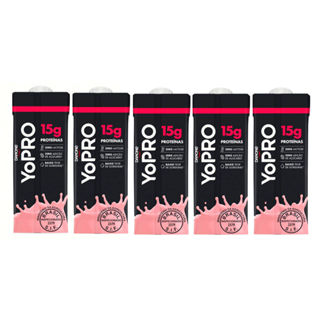 Kit 5 YoPRO Bebida Láctea UHT Morango 15g de proteínas 250ml em Oferta na Shopee