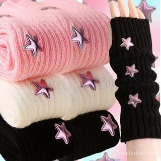 Luvas De Pulso Longas Sem Dedos – Aquecedores De Braço De Malha Outono Inverno Estilo Japonês , Y2K , Versáteis Meio Ded