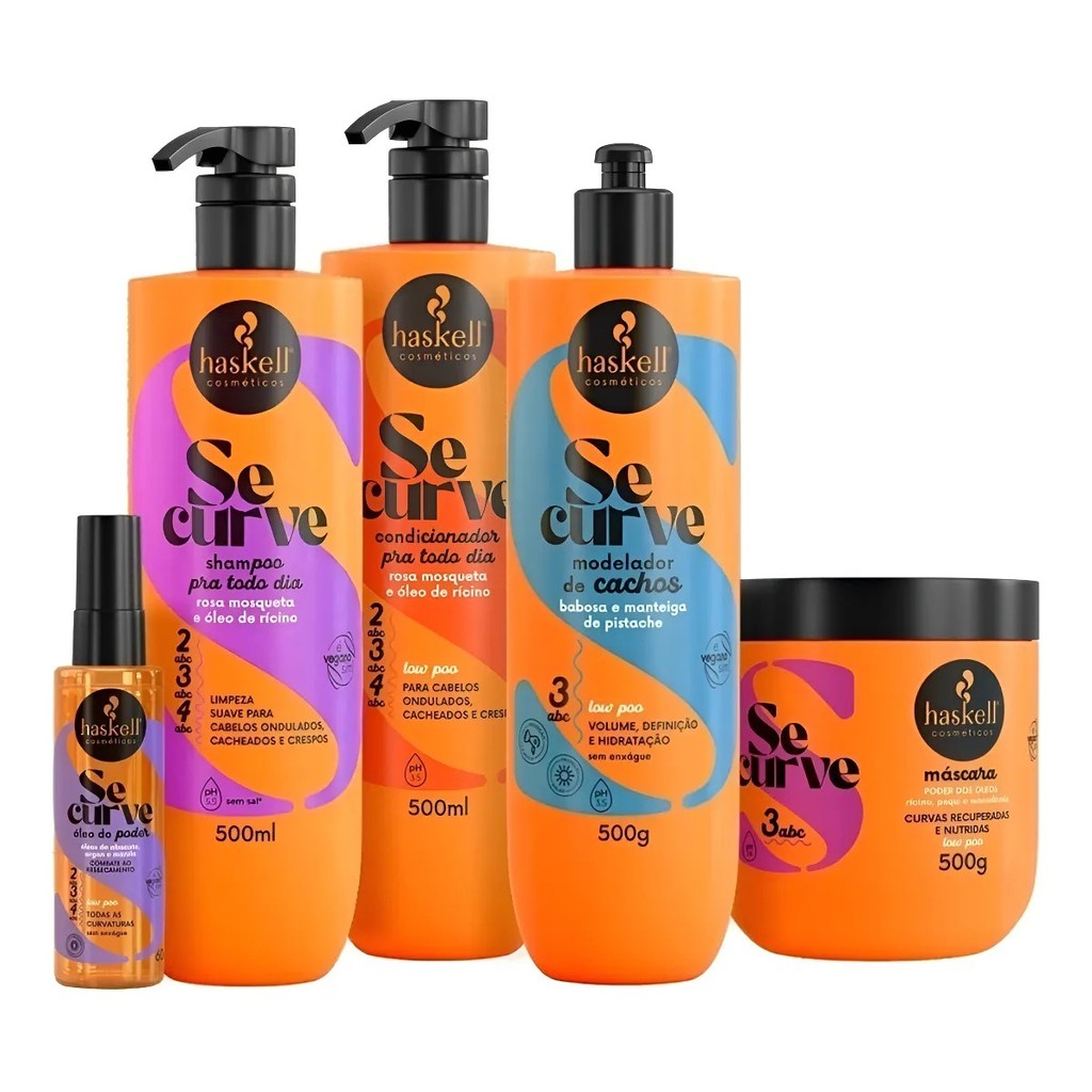 Kit Haskell Se Curve Cacheados (3abc) 5 Itens em Oferta na Shopee