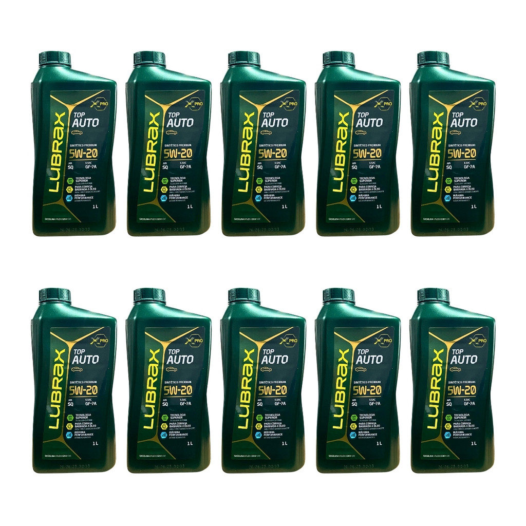 Kit 10 Litros Oleo Lubrax Supera 5W20 Sintético API SQ SN SL