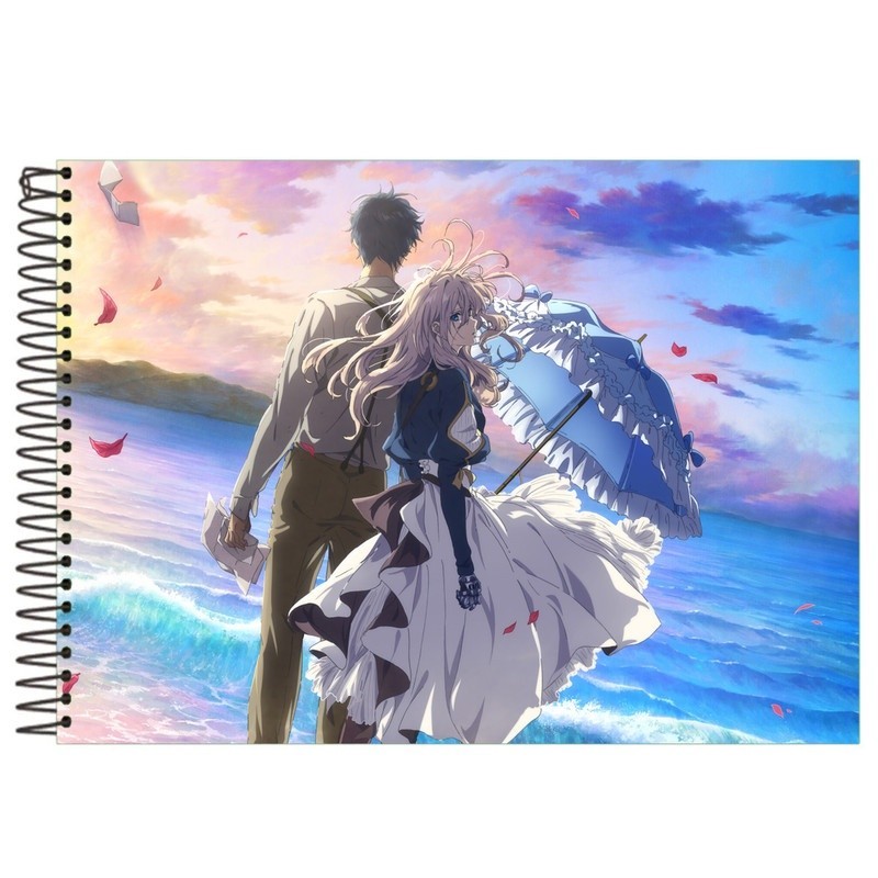 Caderno de Cartografia Violet Evergarden Caderno Desenho 96Fls