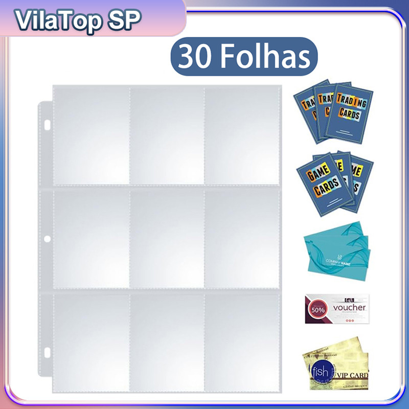 Kit 10/20/30 Folhas Plásticas Fichario Pasta Album Pokemon Cartão iBoa Presentes em Oferta na Shopee