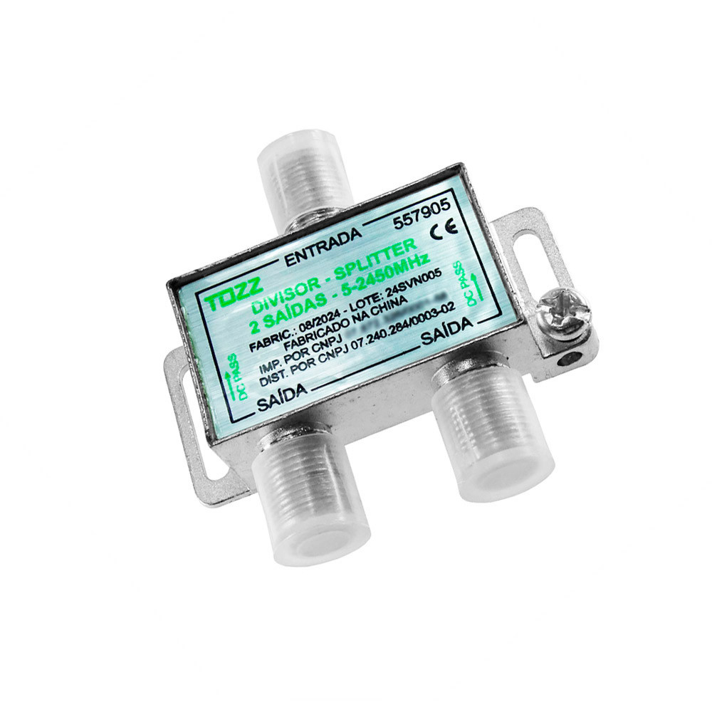 Divisor De Alta Para Antenas 2 Saídas 5-2450MHz Splitter Banda Larga C/5 Pçs