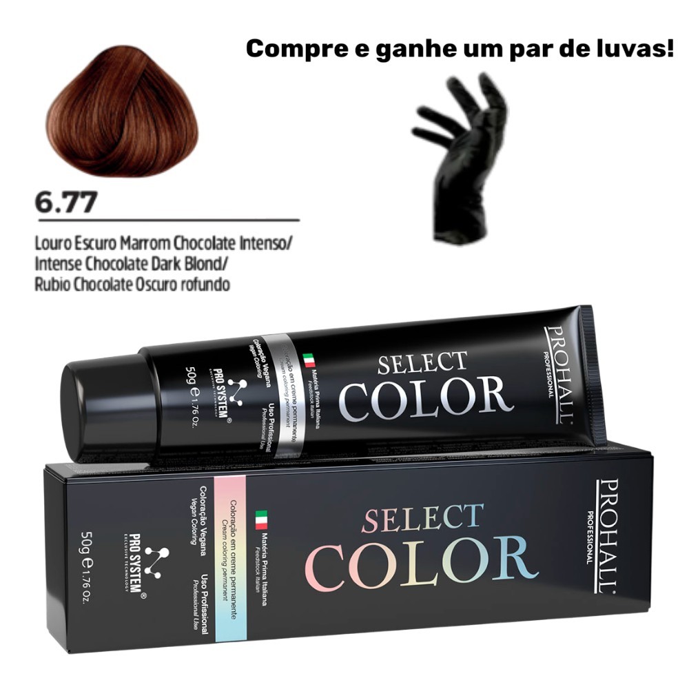 Coloração Permanente Select Color Nº6.77 Louro Marron Chocolate Prohall  50g