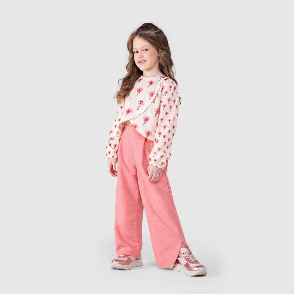 Blusa Floral Manga Longa Infantil Feminina Lilica Ripilica