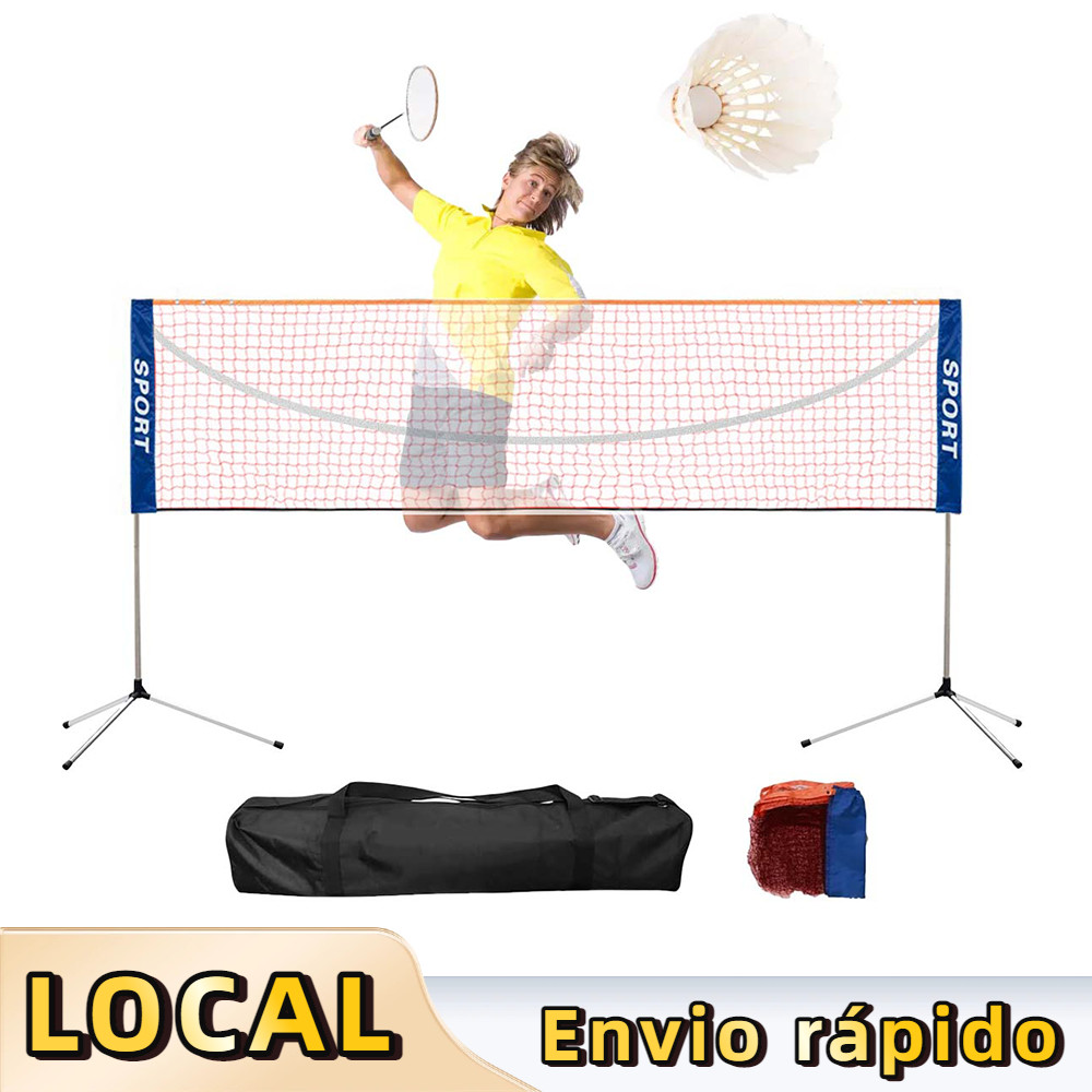 Conjunto Portátil Rede Badminton Ajustável - Com Suporte e Bolsa, para Jardim e Área Externa, Familiar