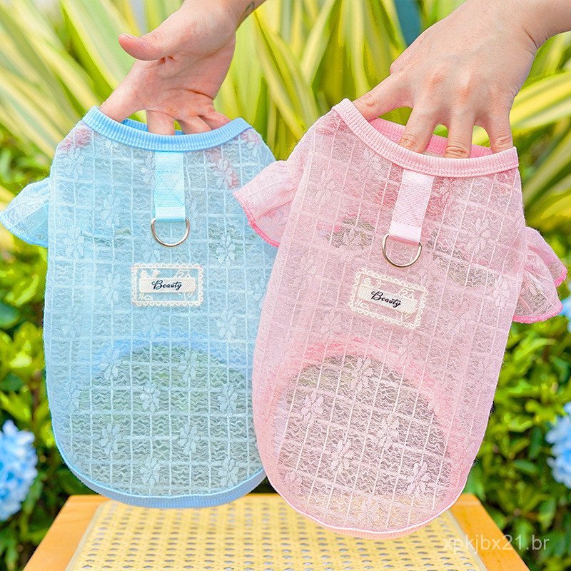 Roupas de Cachorro Respiráveis de Verão Colete Protetor Solar para Filhotes Camiseta para Yorkies e Poodle QMAJ