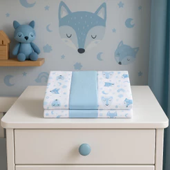 Cueiro Bebê Estmpa Raposa Azul 80cm x 50cm Baby Gijo