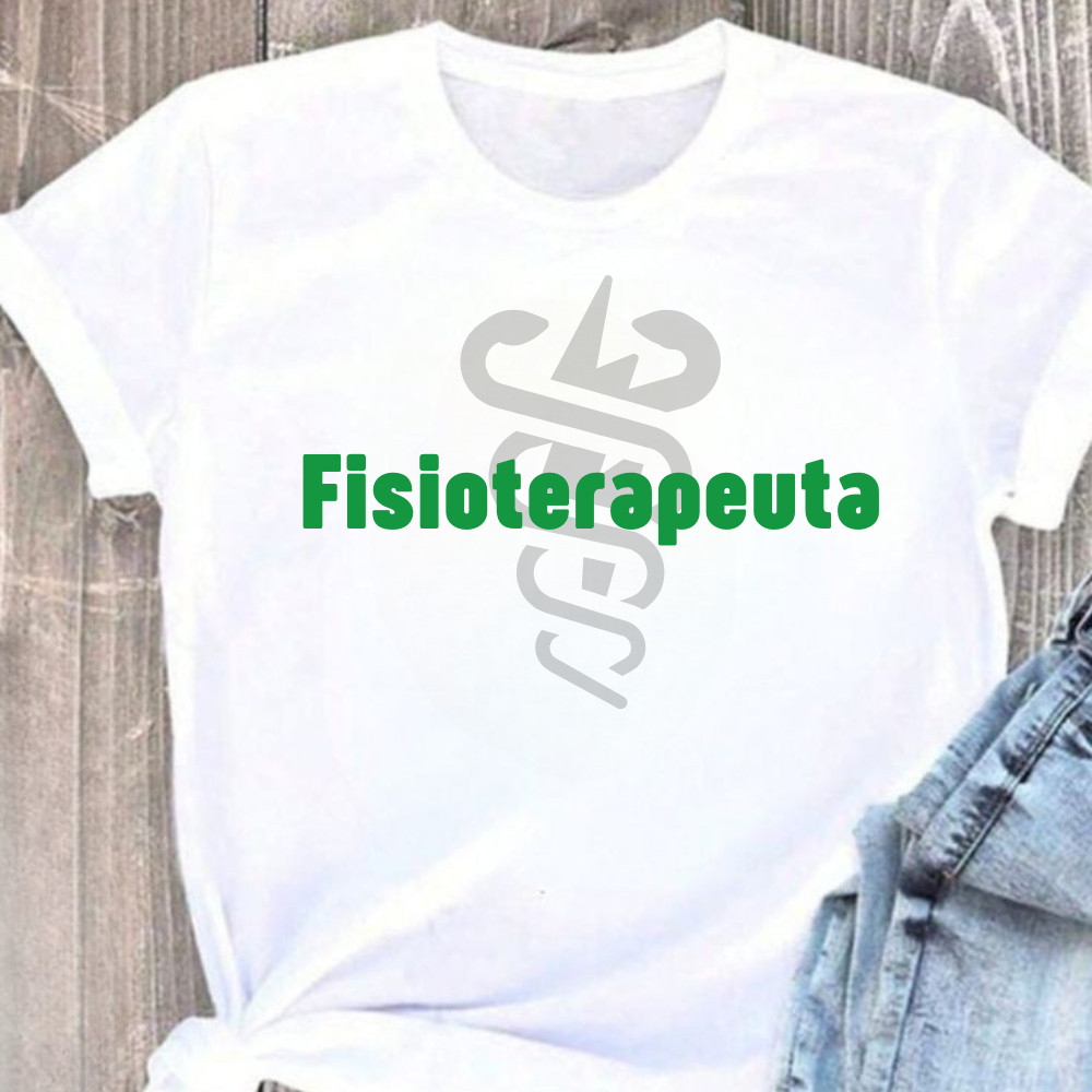 Camiseta Camisa Premium Camiseta Feminina Blusa T Shirt Estampada Fisioterapia Profissão Fisioterapeuta 100% Algodão Blu