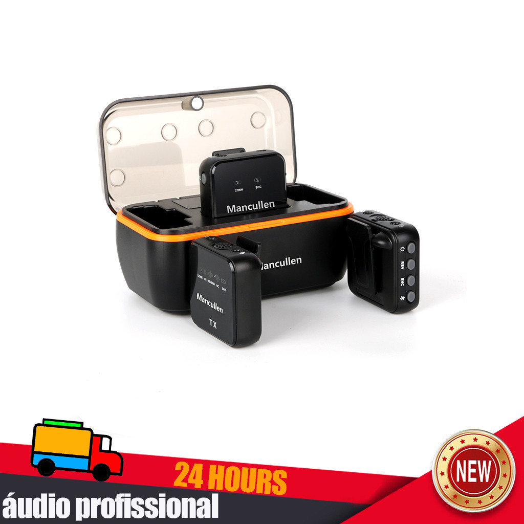 Microfone De Lapela Sem Fio Com Estojo De Carregamento Mini Para Câmeras iPhone Android Vlog