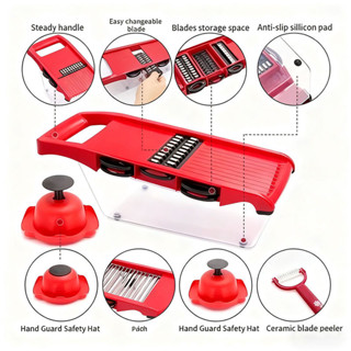 Slicer Mandoline Profissional 10 em 1 – Aço Inox, Fatiador Cortador Ralador de Legumes/Verduras/Frutas em Oferta na Shopee