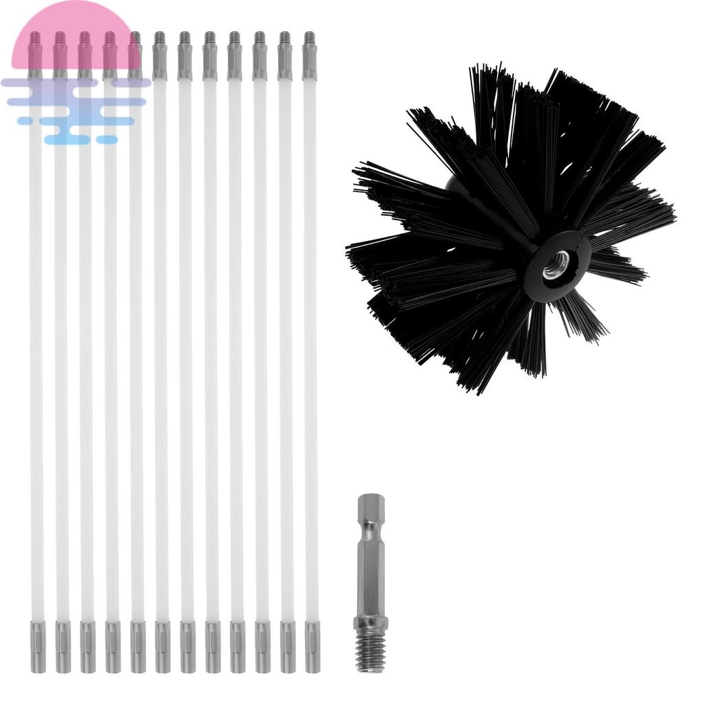 14 Pçs Kit De Varredura De Chaminé Flexível Limpeza Duto De Ar De Náilon Para Secador Ventilação Tubo De Esgoto Exaustor