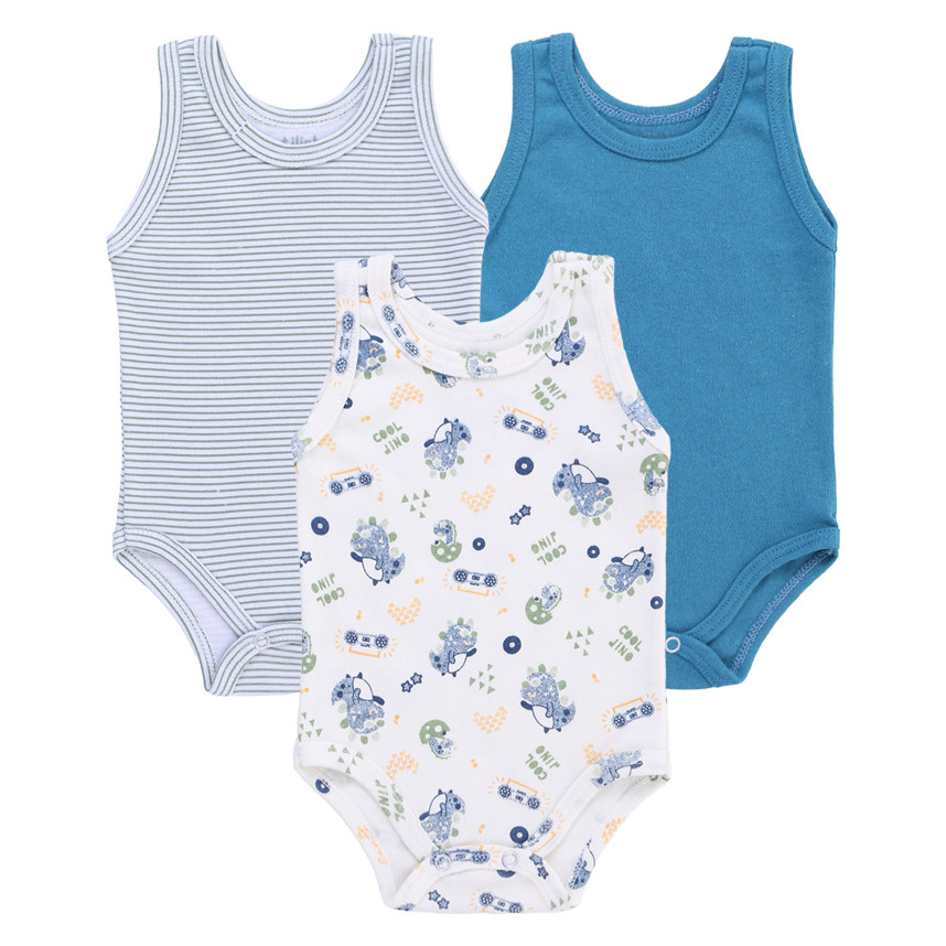 Kit Body Bebê Estilinho Regata Estampa Dinossauros 3 Peças em Oferta na Shopee