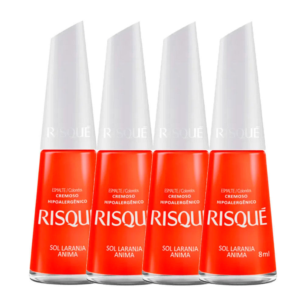 Kit 4 Esmalte Risqué Cor Sol Laranja Anima com 8ml em Oferta na Shopee