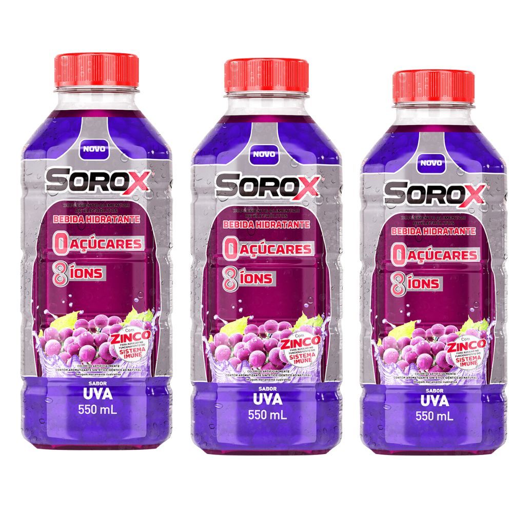 Kit 3 Sorox Sabor Uva 550ml em Oferta na Shopee