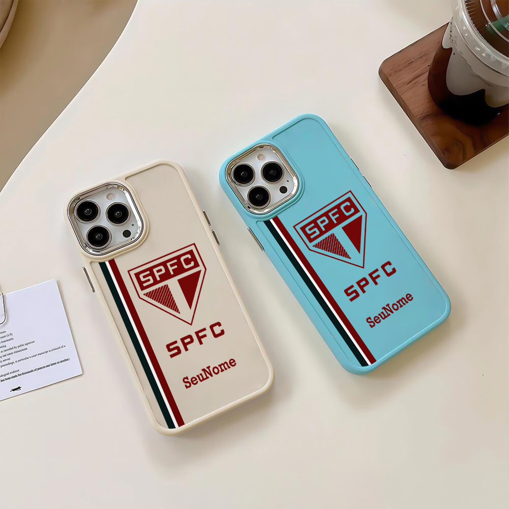 Capinha capa de Com nome personalizado Futebol São Paulo Soberano Para iPhone 16 15 14 13 12 11 Promax XS MAX X capa