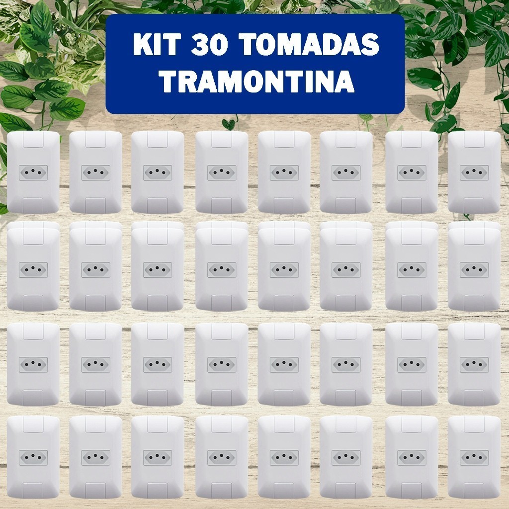 30 Conjuntos Tomada Tramontina Aria 4x2 10a 2P+T Parafuso oculto atacado barato