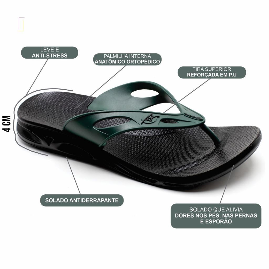 Chinelo Masculino Alcalay Sandália Antiderrapante Anatômico Ortopédico Excelente Qualidade