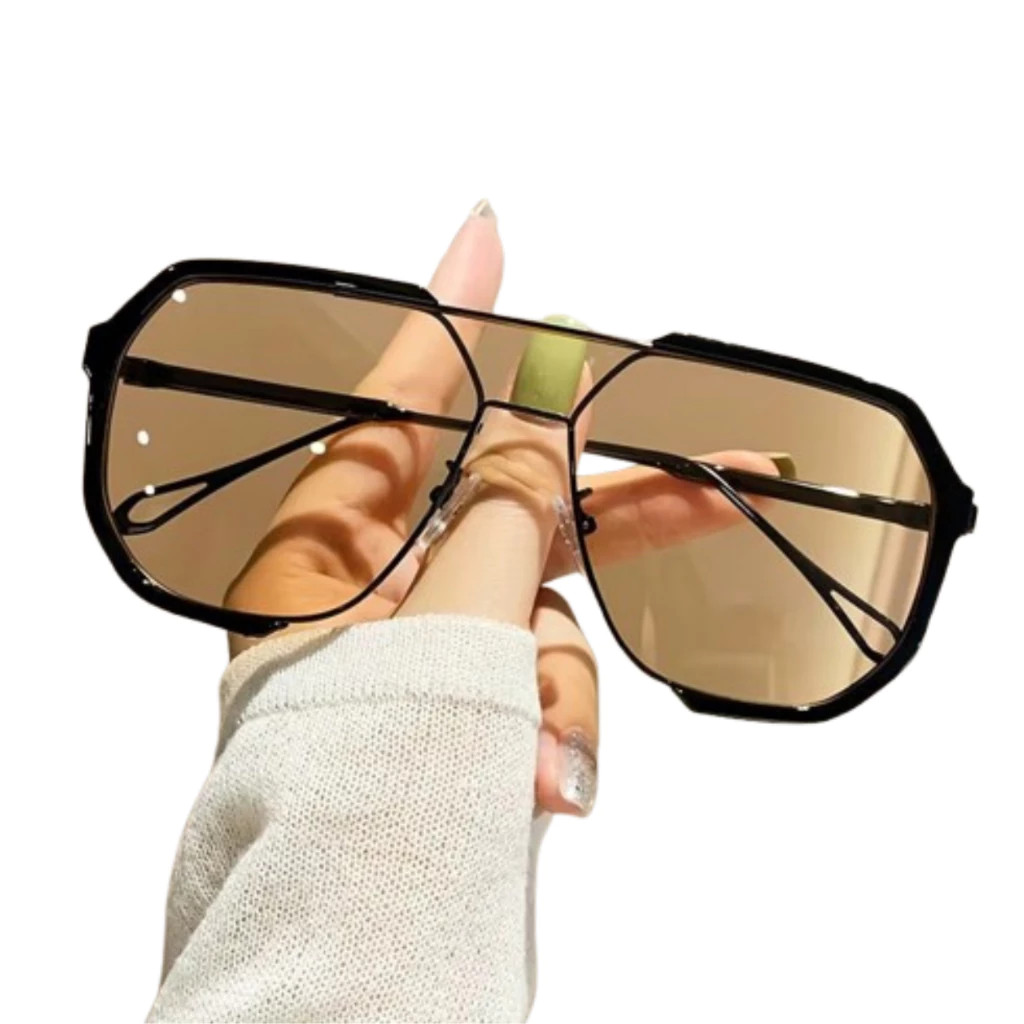 Óculos de Sol Feminino Grande Elegante Moderno Novidade Lente Noturna Hexagonal Oversizede Luxuoso em Oferta na Shopee