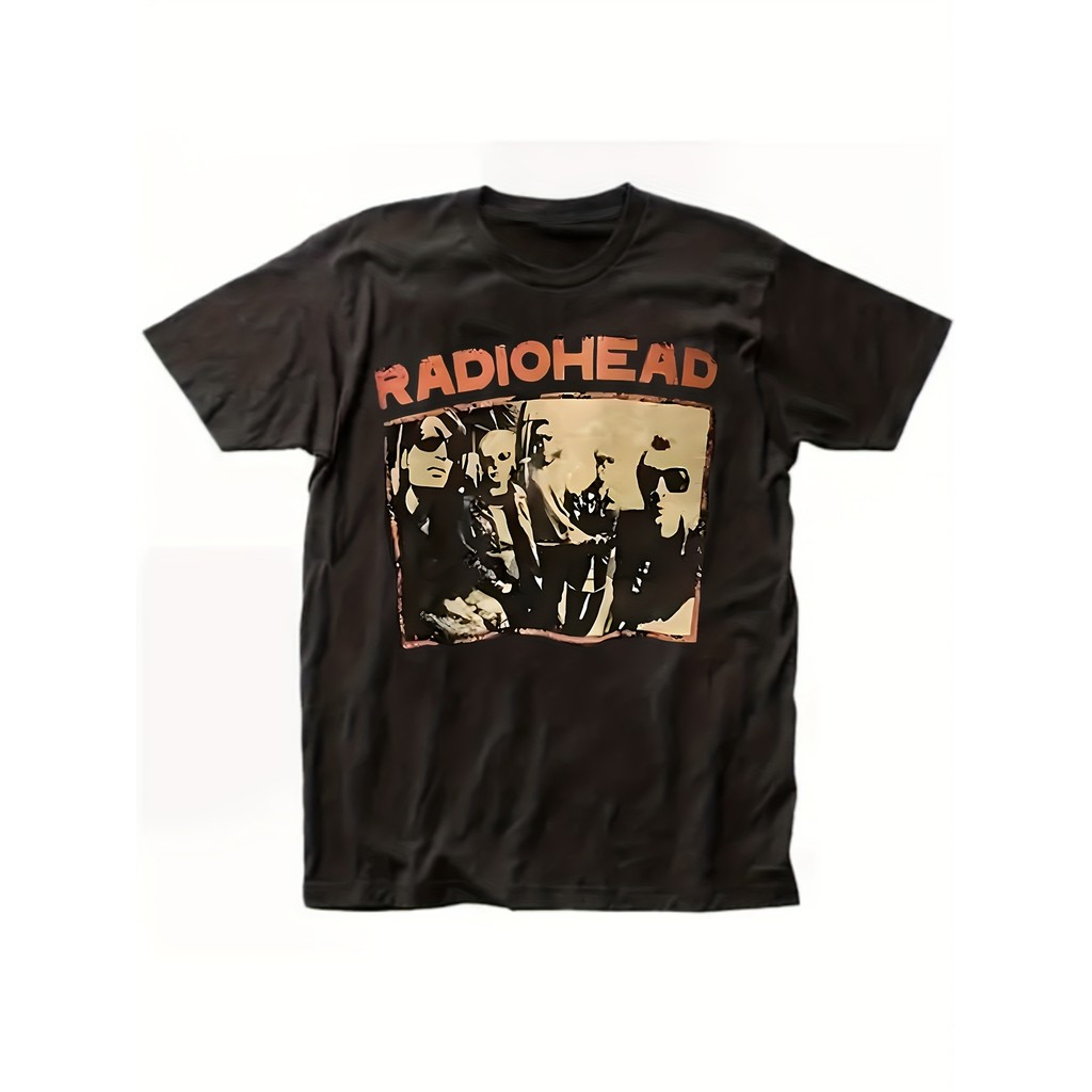 Camiseta Feminina Retrô Plus Size Em Puro Algodão Com Estampa Da Capa De Um Álbum Do Radiohead
