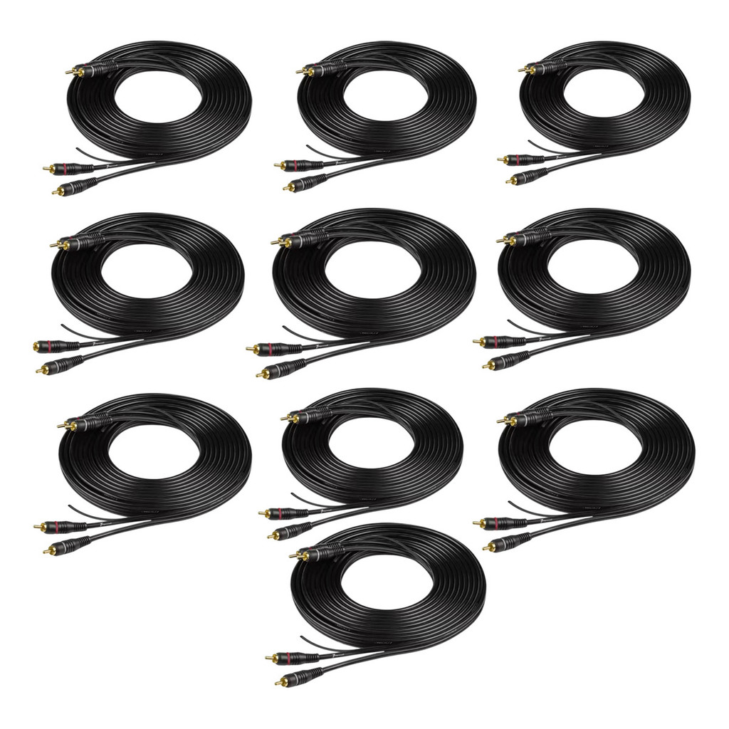 KIT 10 CABO RCA OURO 5MM PERMAK PARA SOM AUTOMOTIVO