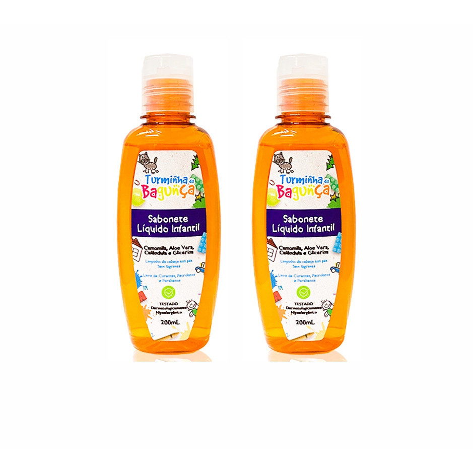 Kit 02 Frascos de Sabonete Líquido Baby TURMINHA DA BAGUNÇA 200 ml