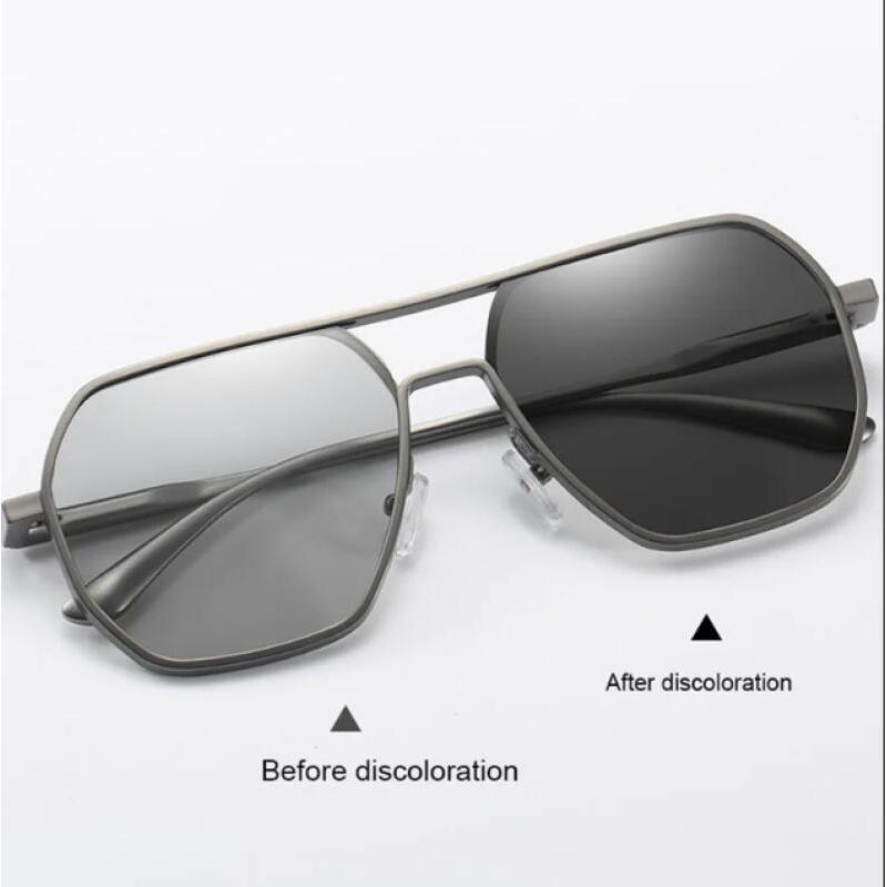 Óculos de Sol Fotochromáticos para Homens e Mulheres, Óculos de Sol Polarizados Estilosos, Óculos de Sol Camaleão Antirr